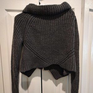 WOW Couture: Gray Cropped Sweater with Buckles on the back